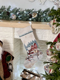 Skarpeta świąteczna na prezenty gobelinowa «HOME» (Z dodatkiem mikrofibry i Ze srebrną lureksową nitką)