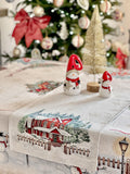 Bieżnik na stół świąteczny gobelinowy «HOME» (Z dodatkiem mikrofibry i Ze srebrną lureksową nitką)