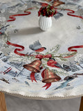 Obrus okrągły świąteczny gobelinowy «Zimowe marzenie» (Ze srebrną lureksową nitką)