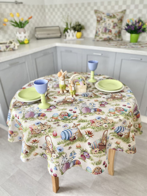 Obrus okrągły gobelinowy "Świąteczna łąka"