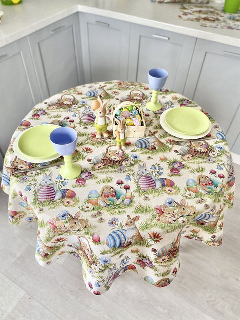 Obrus okrągły gobelinowy "Świąteczna łąka"