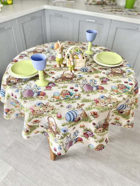 Obrus okrągły gobelinowy "Świąteczna łąka"