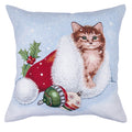 Poszewka na poduszkę gobelinowa swiąteczna ﻿﻿"Christmas cat﻿﻿" (Bez lureksu)