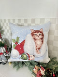 Poszewka na poduszkę gobelinowa swiąteczna ﻿﻿"Christmas cat﻿﻿" (Bez lureksu)
