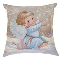 Świąteczna poszewka na poduszkę gobelinowa ''Chłopiec anioł'' (ze srebrną lureksową nitką)