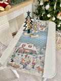 Bieżnik na stół świąteczny gobelinowy ﻿"Zimowa radość" (Ze srebrną lureksową nitką)