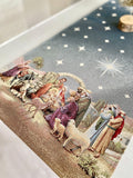 Bieżnik na stół świąteczny gobelinowy ﻿"Noc Betlejemska"  (Ze złotą lureksową nitką)