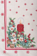Obrus świąteczny gobelinowy "Świeca Bożonarodzeniowa" (ze srebrną lureksową nitką)