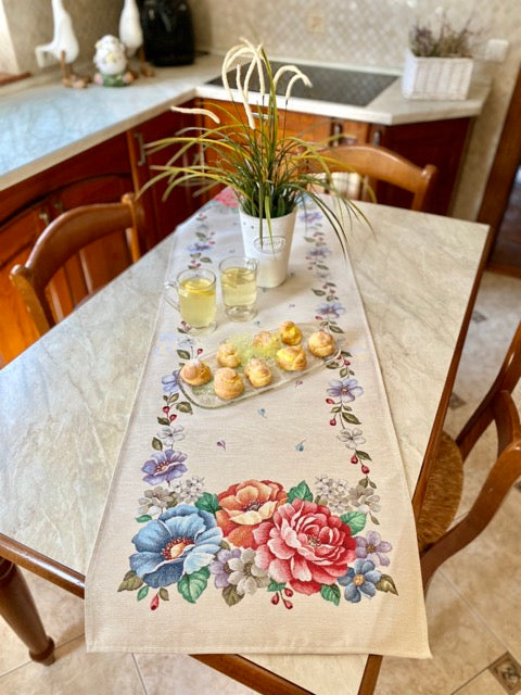 Bieżnik na stół gobelinowy «Jaskrawe kwiaty»