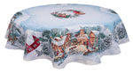 Obrus okrągły świąteczny gobelinowy ﻿﻿"﻿Śnieżna wyjątkowość﻿﻿" (Ze srebrną lureksową nitką)